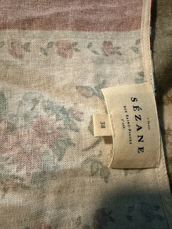 Sezane Floral Striped Square-Neck Top in Red and Cream - Picture 2 of 5